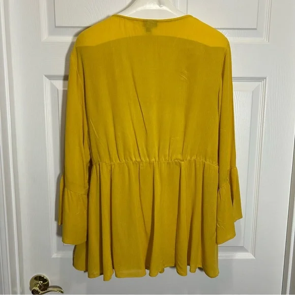 Torrid Mustard Lace Detail Blouse - Picture 5 of 8